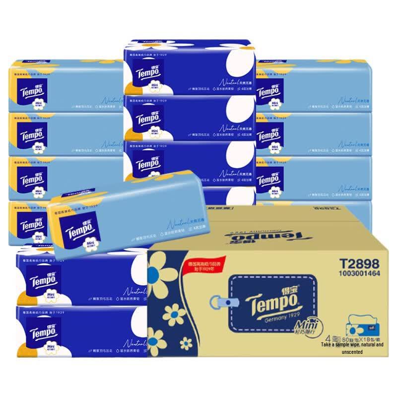 Tempo Mini 4-Ply Wet Strength Facial Tissues