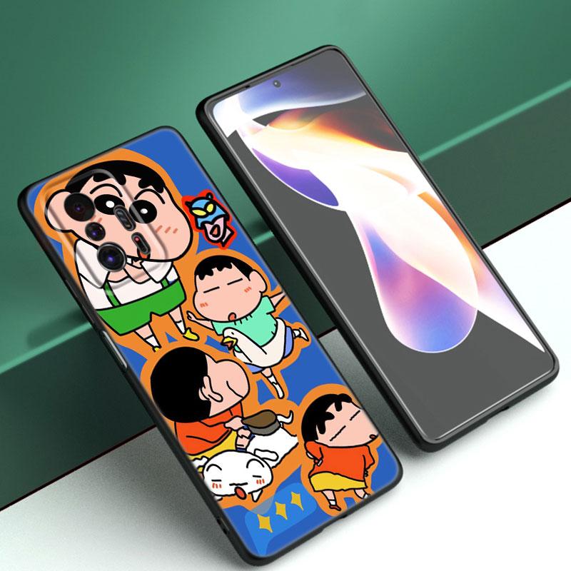 Cartoon C-Crayon Shinchan Schwarze Handyhülle für Xiaomi Mi 9 SE 8 10T 11 12 13 Lite 9T 11T 12S 12T 13T 14 Pro 5G NE 11i 12X