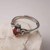 925 Silver Heart Red Zircon Rings for Women Wedding Luxury Jewelry Accessories Engagement Ring Y2k Gothic Lolita Style