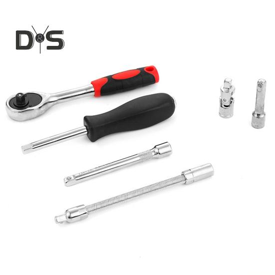 46Pcs Car Wrench Kit Strong Torque Wrenches Auto Repair Tools for Cars Bicycles Motorcycles Drive Sockets Hexagonal Kits for PH SL PZ HEX T-Drill