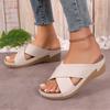 Neue Keilabsatz Ein-Wort-Slipper Damen Sommer neu Fischmaul Strand Damenschuhe