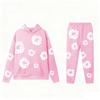 Set Felpa Streetwear Donna Stampa Kapok Vestibilità Larga Manica Lunga Outfit Casual