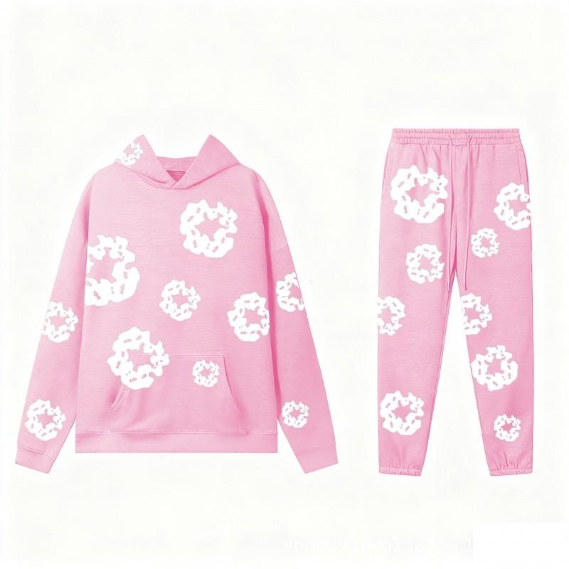 Set Felpa Streetwear Donna Stampa Kapok Vestibilità Larga Manica Lunga Outfit Casual