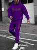 New Sweater Sweatpants Set Letter Printing Casual Jacket Autumn and Winter Velvet Street Trendy Middle-aged Suit Men