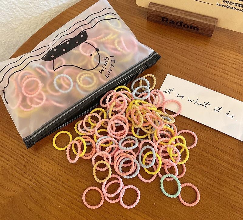 300Pcs/bag Children's Rubber Band Girls Tie Hair Without Hurting Hair Good Elasticity Durable Headband Infant Cute Baby Thumb
