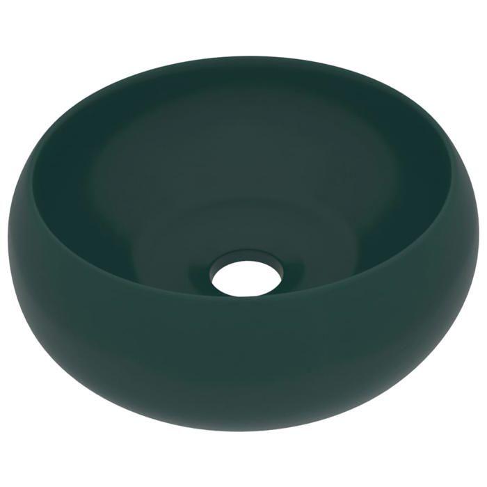VidaXL Lavabo Rond de Luxe Vasque à Poser de Toilette Lave-mains de Salle de Bain Cuisine Vestiaire Maison Intérieur Vert 147003