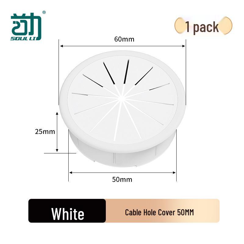 Office Desk Wire Grommet: Decorative Cover for Cable Management (50mm)