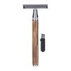 Yousheng Beard Razor Manual Ergonomics Handle Lightweight Reusable Bamboo Handle Eco-Friendly Double Edge Razor for Home Use