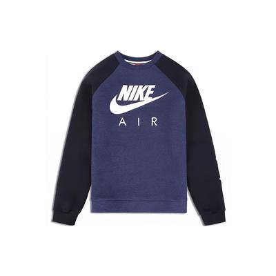 Nike Letter Logo Print Color Block Crewneck Sweatshirt Kids Sweatshirt Navy-Blue 903650-473