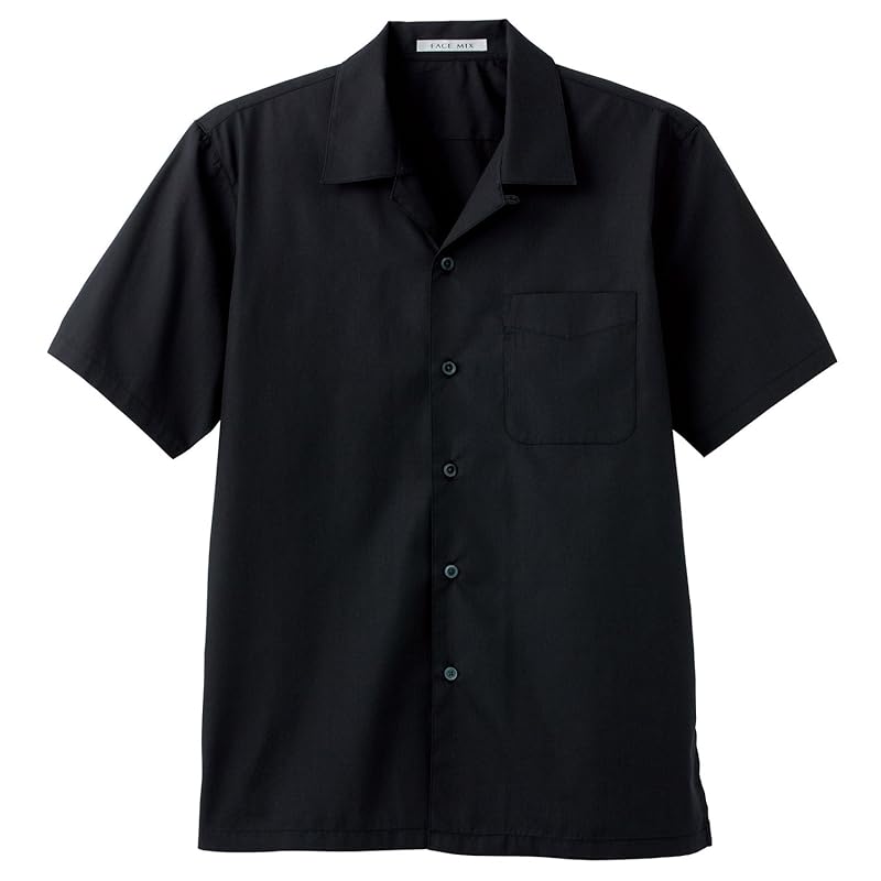 

[Face mix] Broad open collar short sleeve shirt