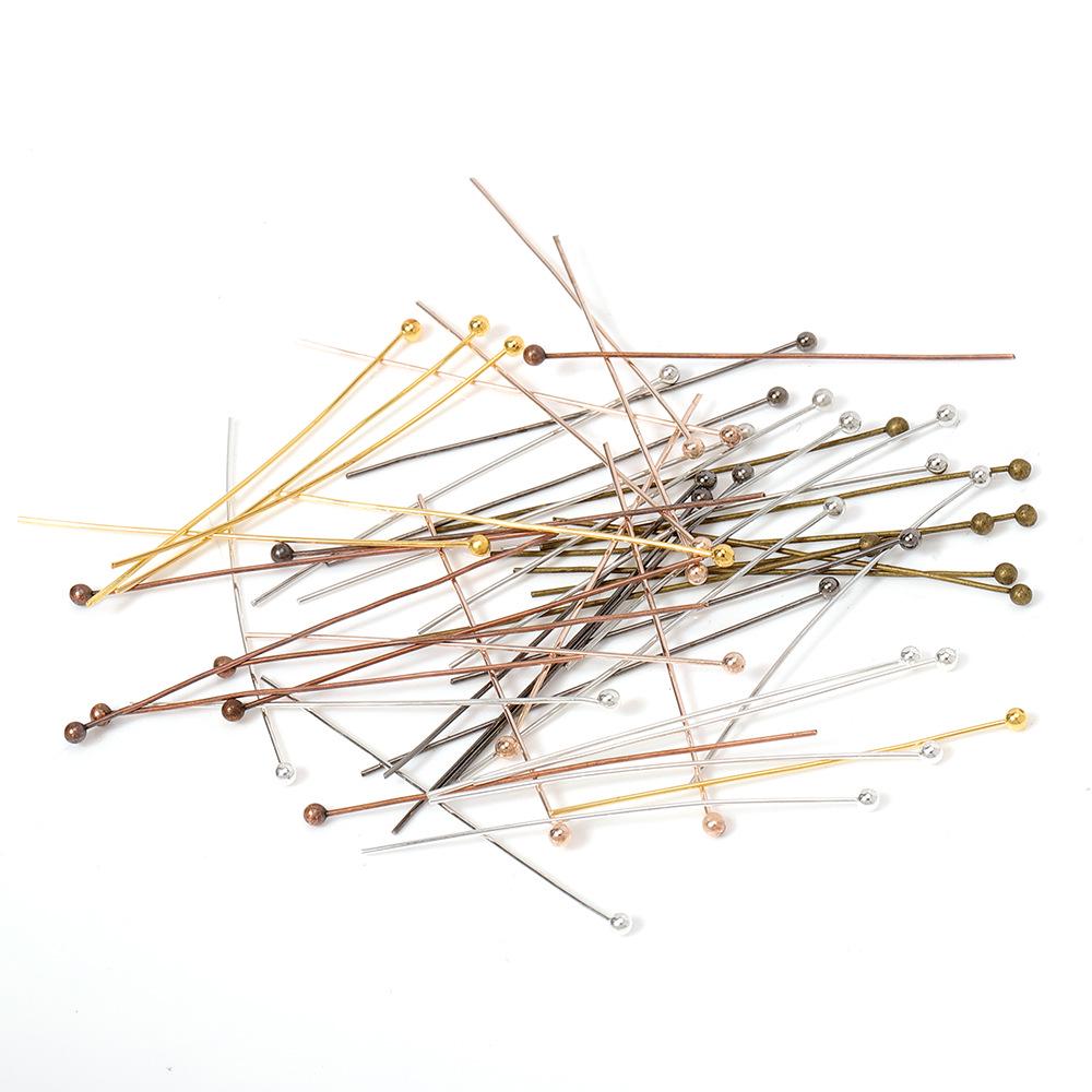 Handmade Copper Beaded Stud Earrings - Rustproof Ear Jewelry with Round Beads and Head Pins