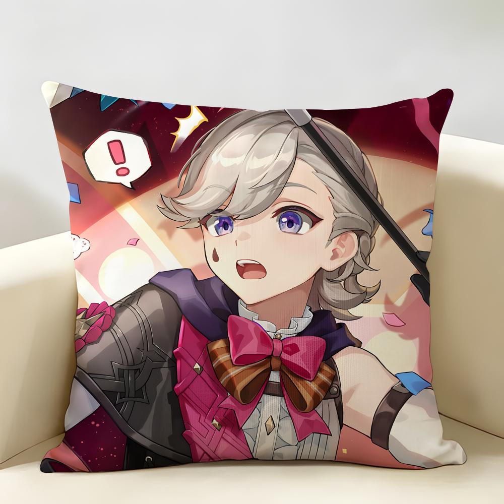 Lyney Genshin Impact Cushion Cover Natural Linen Organic Fabric DoubleSided Printing Room Sofa Decor Pillow Case
