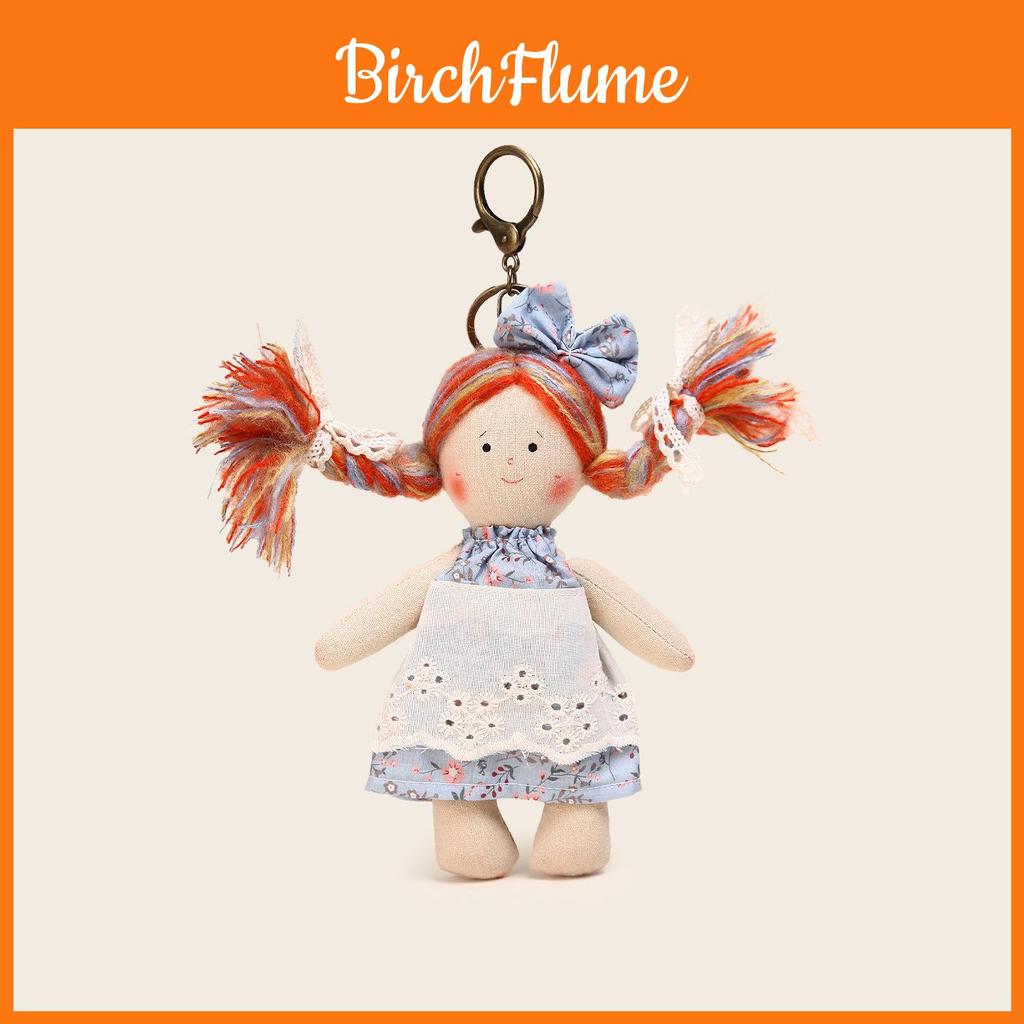 Ciondolo Peluche Ragazza Stile Cottage con Fiocchi a Quadretti e Decorazioni Vestito per Decorazione Borsa e Regalo