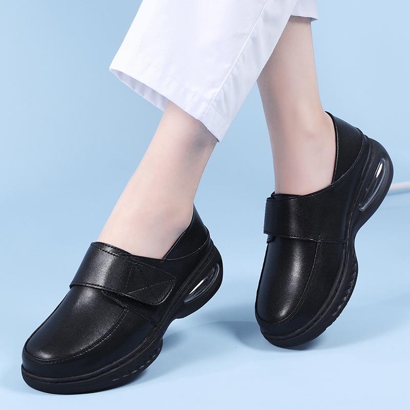 Women's Summer Leather Thick & Soft Sole Breathable Medical Work Shoes