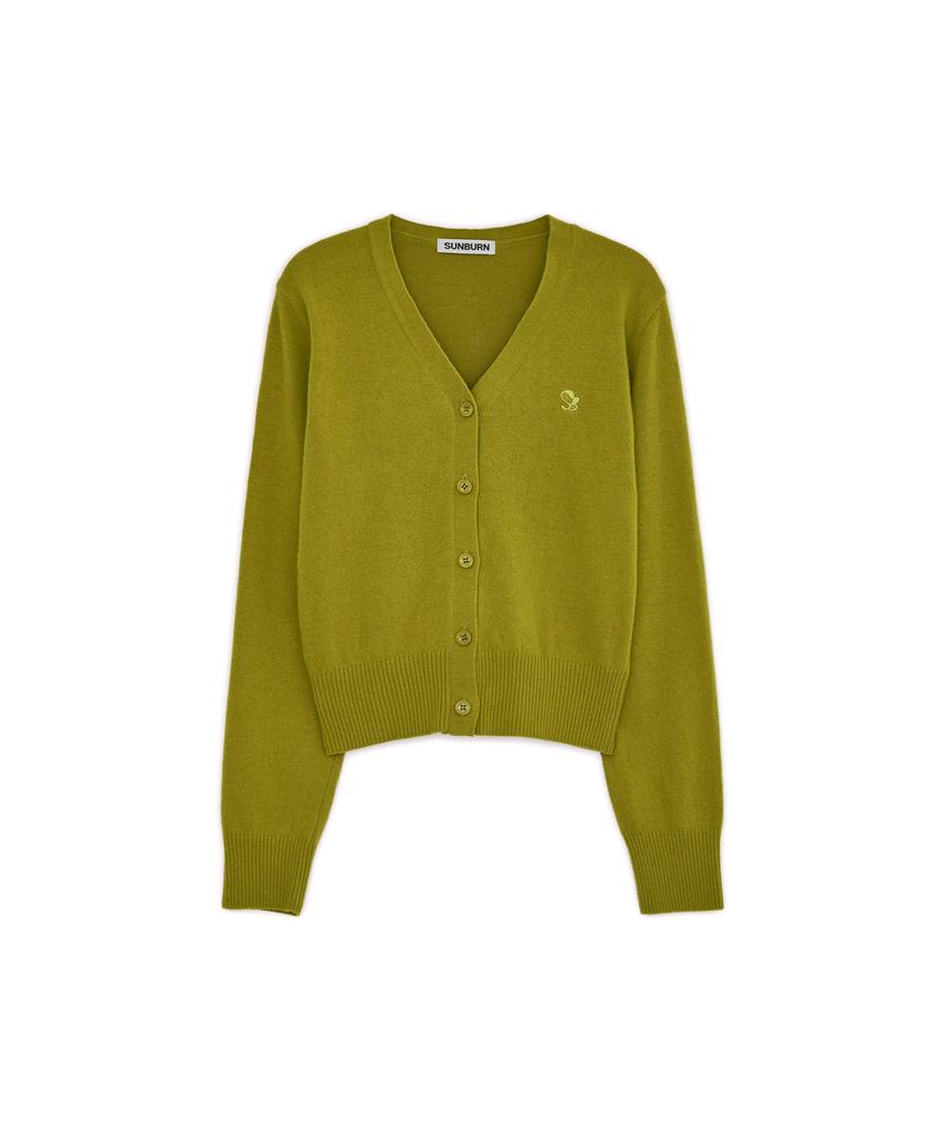 SUNBURNPROJECT Cashmere Basic V-Neck Cardigan, Olive