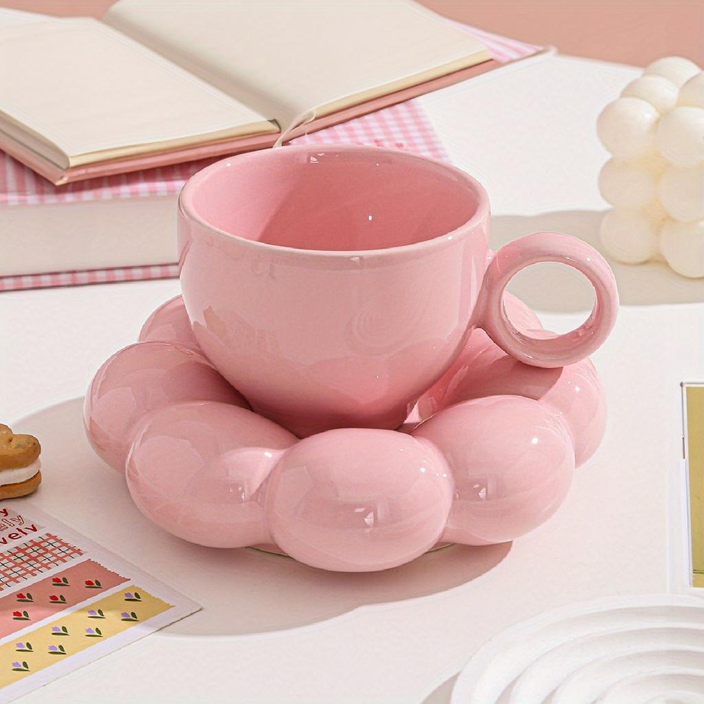 Ceramic Cloud Coffee Mug Sets Creative Makron Flowers Coffee Mug Office Afternoon Tea Cups Kitchen Drinkware Home Accessories