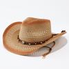 Spring and summer men's and women's hollow straw hats, ethnic style European and American cowboy hats, outdoor sunshade sunscreen hats, travel hats