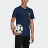 Adidas Football Embroidered Logo Print Knit Short Sleeve T-Shirt Men Tops Navy-Blue FK3574