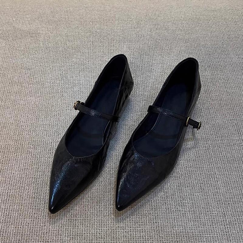 Verze z ovčí kůže~ Francouzský temperament jednoduchý styl boty Mary Jane retro styl celebrity špičatá špička mělký výkroj slovo s lodičky ženy