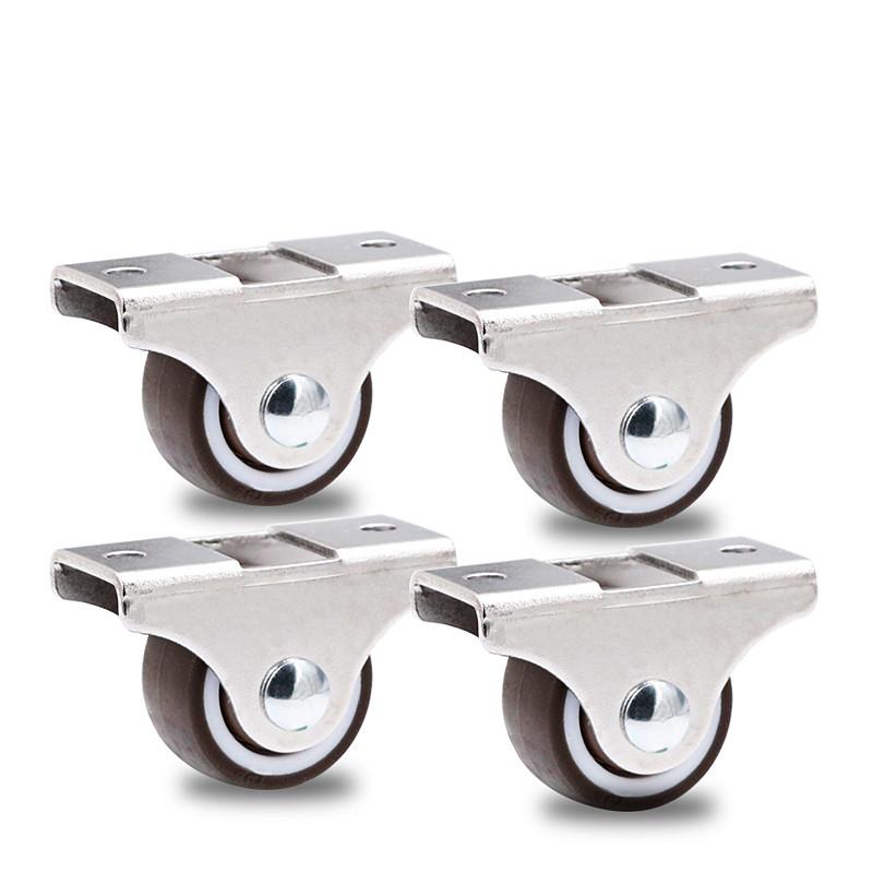 4 Pcs Hot New Arrival 1 Inch Dia Universal Furniture Caster Furniture Trolley Iron Top Plate Silent Nylon Fixed Caster Wheel