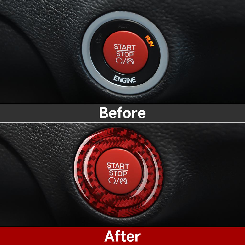 Für Dodge Challenger 2015 2016 2017 2018 Zubehör Auto Motor Start Stop Taste Ring Carbon Fiber Trim