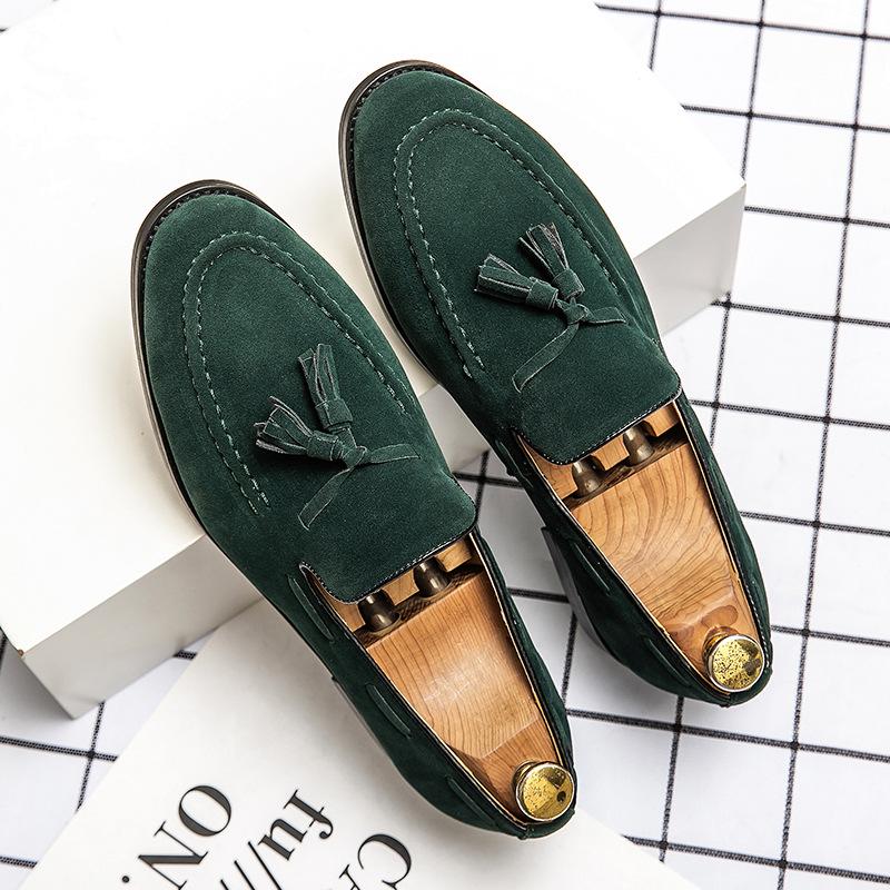 Spring Matte Tassel Slip-on Leather Shoes for Men - Versatile British Nightclub Style, Large Size