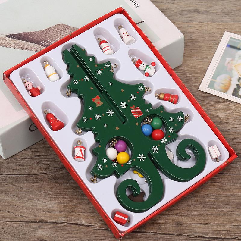 2025 Christmas Tree Children's Handmade DIY Stereo Wooden Christmas Tree Scene Layout Christmas Decorations Ornaments Hot