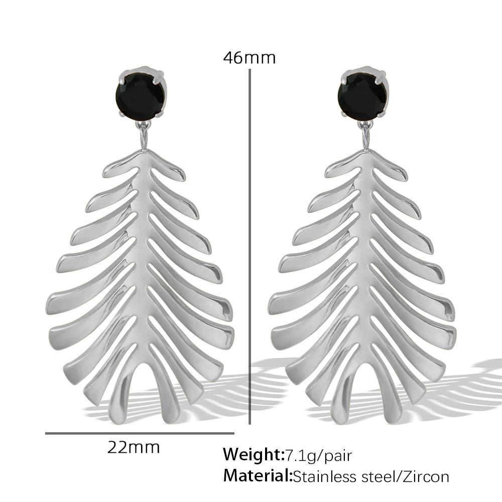 Design Antique Ethnic Style Atmospheric Earrings Exotic Fashion Leaf Earrings Inlaid With Zircon Retro Style Temperament Women