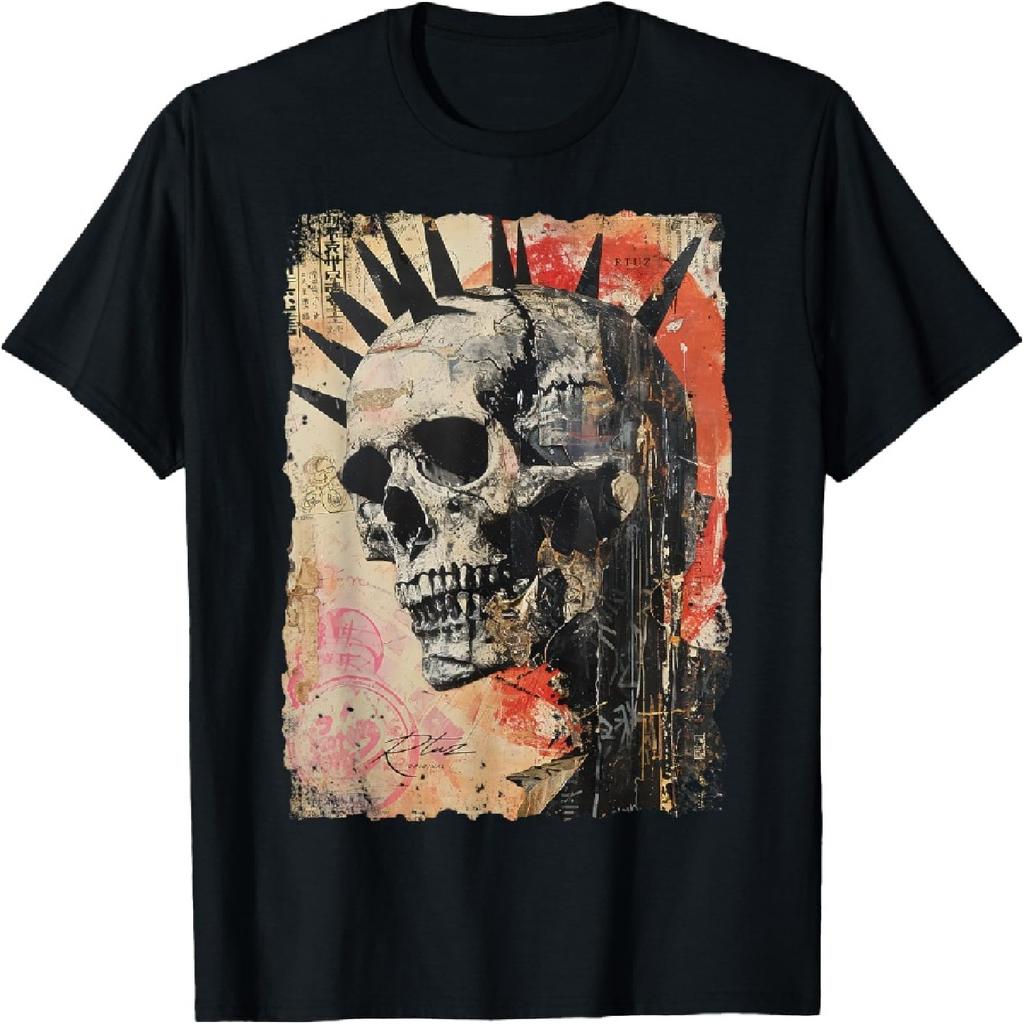 Vintage Graffiti Biker Rocker Skull Punk Horror Skull T-Shirt