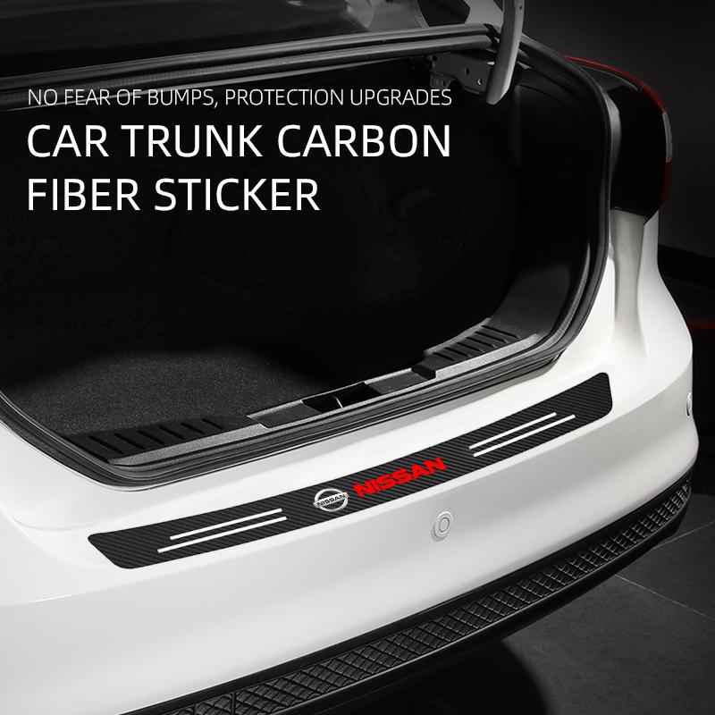 COHPQK1 Car Trunk Rear Bumper Protective Carbon fiber Leather Stickers for Nissan X-trail Qashqai Note Juke Sentra Patrol Navara Micra