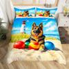 German Shepherd Dog Duvet Cover Set Twin,Nautical Lighthouse Cute Animal Bedding Set,Ocean Beach Hawaii Summer Comforter Cover