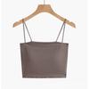 Short Solid Color Little Camisole for Women with Fixed Breast Pad with A Slim-fit Base and A Spice Girl Style Wrap On The Outside