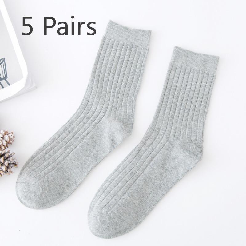 5 пар новых мужских коммерческих однотонных впитывающих пот носков-труб 5 Pairs светло-серый