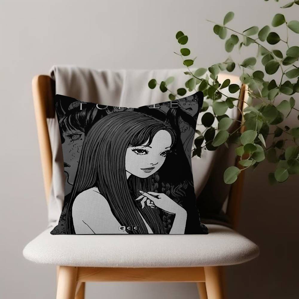 Anime Junji ItoI TomieT Horror Comics Cushion Cover Car Throw Pillow Case For Sofa Car Christmas Gift