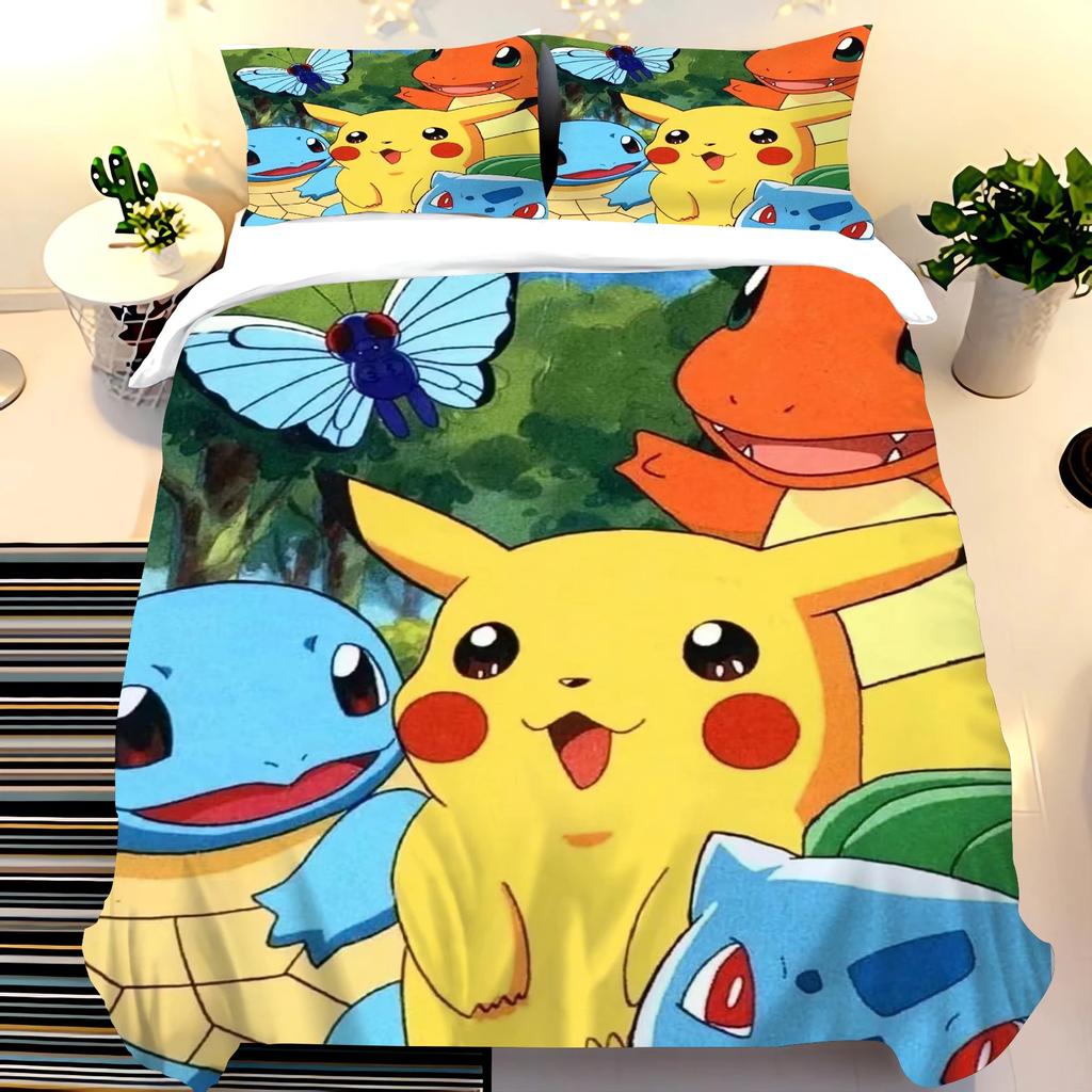 Electric Mouse Bedding Set Children'S Bedding Set Squirtle Quilt Duvet Cover King Size Twin Covers Children Printed 100% Polyest
