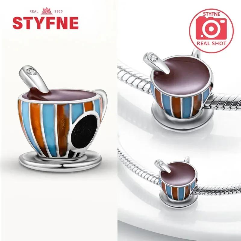 Coppermoe Paw Coffee Cup Beads Pendant Fit Charmscopper Original Bracelet For Women Fine Jewelry Diy Gifts