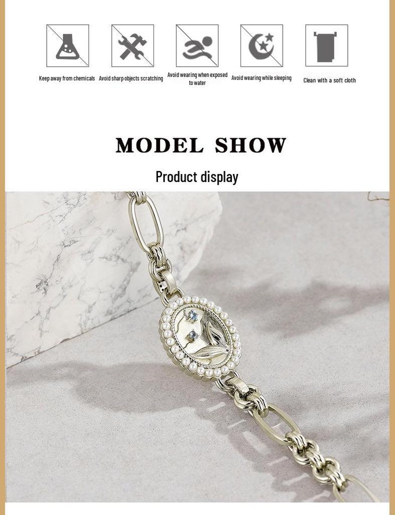 Poseidon Mermaid Fishtail Pearl Bracelet - Gold-Plated Elegant Women's Jewelry