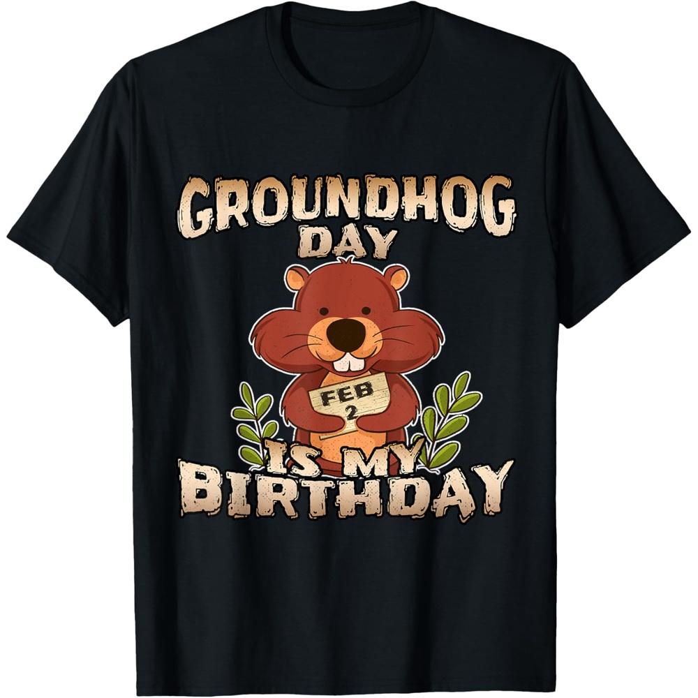 Groundhog Day Is My Birthday T Shirt Born On Groundhog Day Cotton Men T Shirt S чёрный