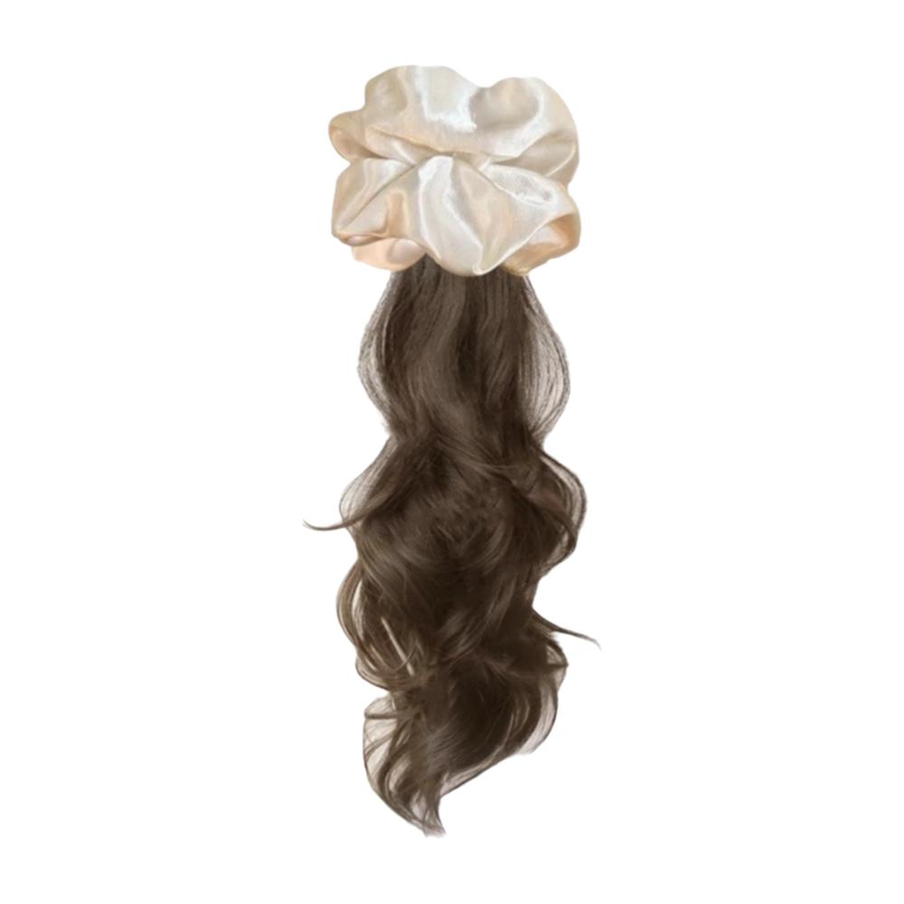 Scrunchie Hair Ring Ponytail Wig White Blue Pony Tail Hairpiece  for Women