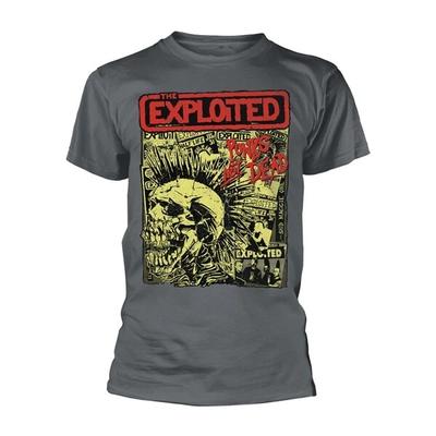 The Exploited 'Punk's Not Dead' Gray 100% Cotton T-shirt Mens Tees Top - NEW