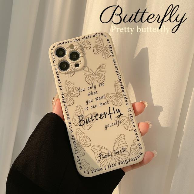 Dearm Butterfly Silikon stoßfeste weiche süße Handyhülle für iPhone 12 13 14 Pro Max 11 Xr Xsmax Xr 7 8 Plus Cartoon Cover Shell