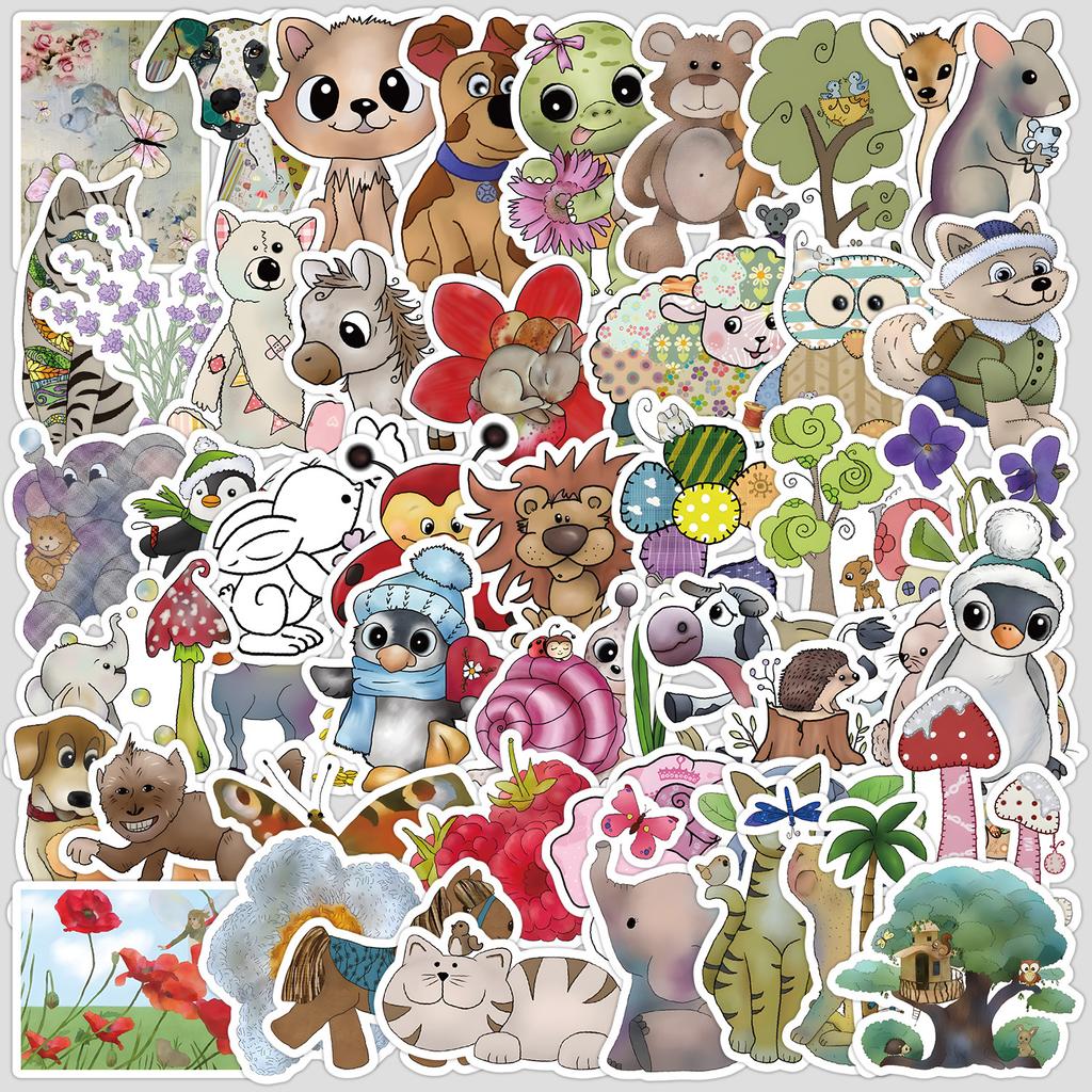 Sheets of Animal Series Graffiti Stickers From Storybooks, Suitable for Water Cups, Luggage, Waterproof Decorative Stickers, and Stationery Stickers