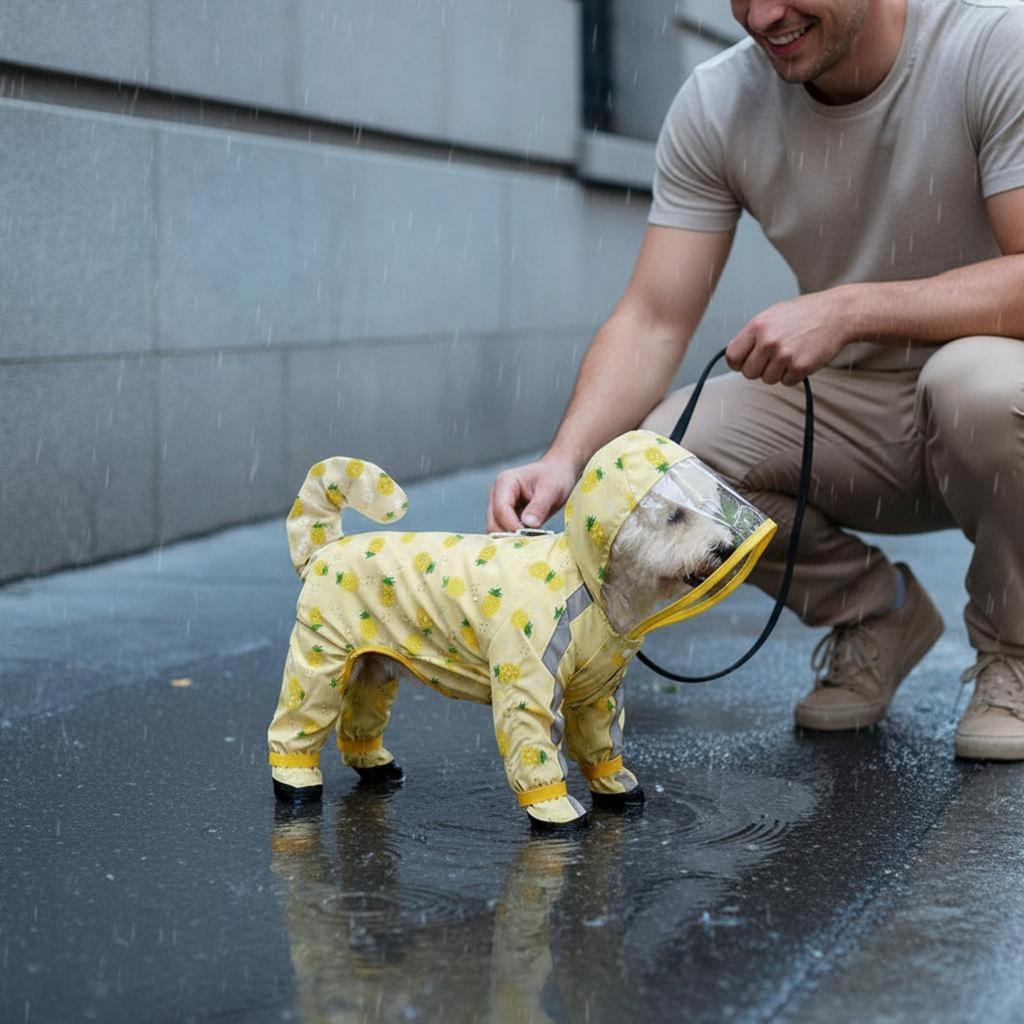Full Body Dog Raincoat Waterproof Leash Hole Dog Raincoat Pet Apparel Easy to Clean Breathable for Rainy Weather