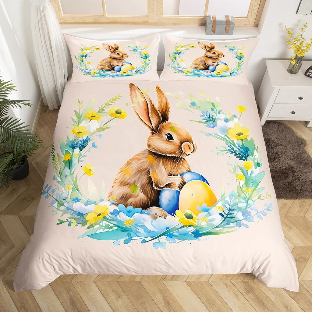 Comforter Whimsical Rabbit Adorable Pink Bedding With Flowers Heart Motif For Rooms Suitable Children Kids And Adults