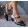 New Elegant Women's Pointy Chunky Sandals Summer Casual Classic Office High Heel Wedding Shoes Women Plus Pumps Shoes