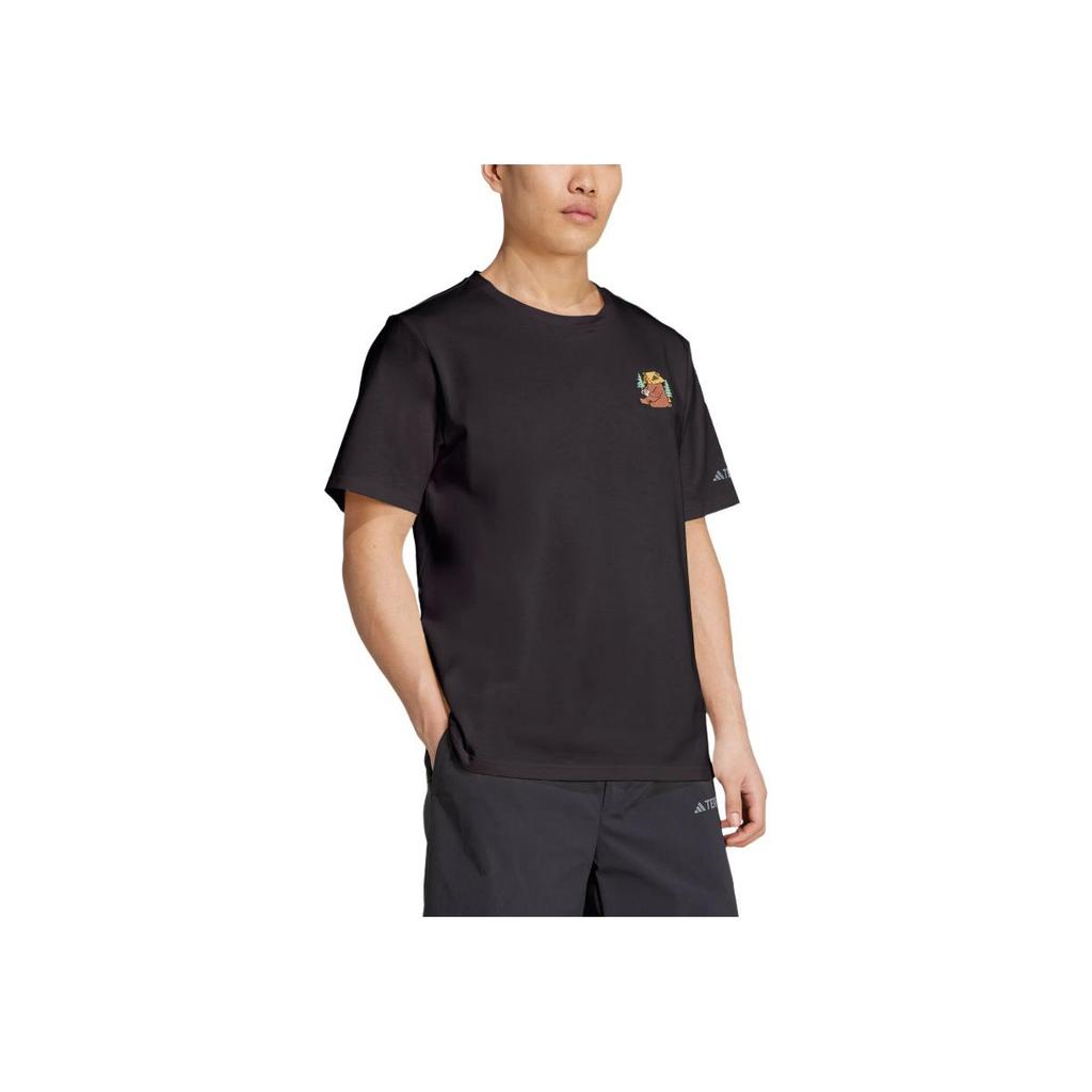 adidas Terrex Polygiene Graphic Crew Neck Sports Short Sleeve T-Shirt Unisex Tops Black KA5149