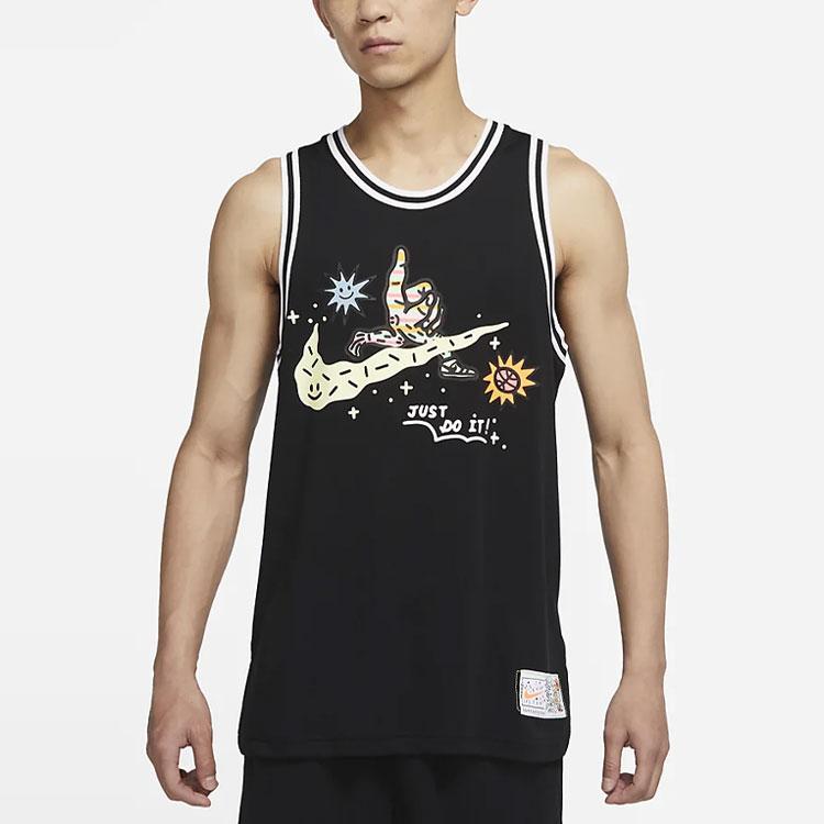 Nike Dri-Fit Printed Breathable Basketball Tank Top Men Tops Black DV3191-010