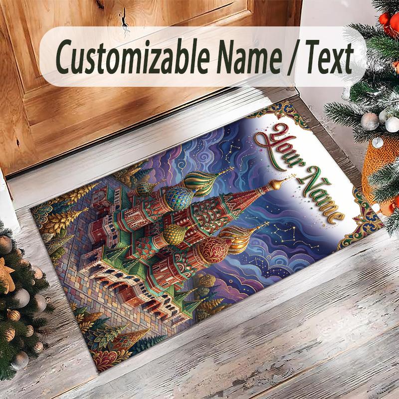 Fantasy Magic Theme Crystal Velvet Rug Personalized Custom Name Text Soft Floor Mat Home Decor