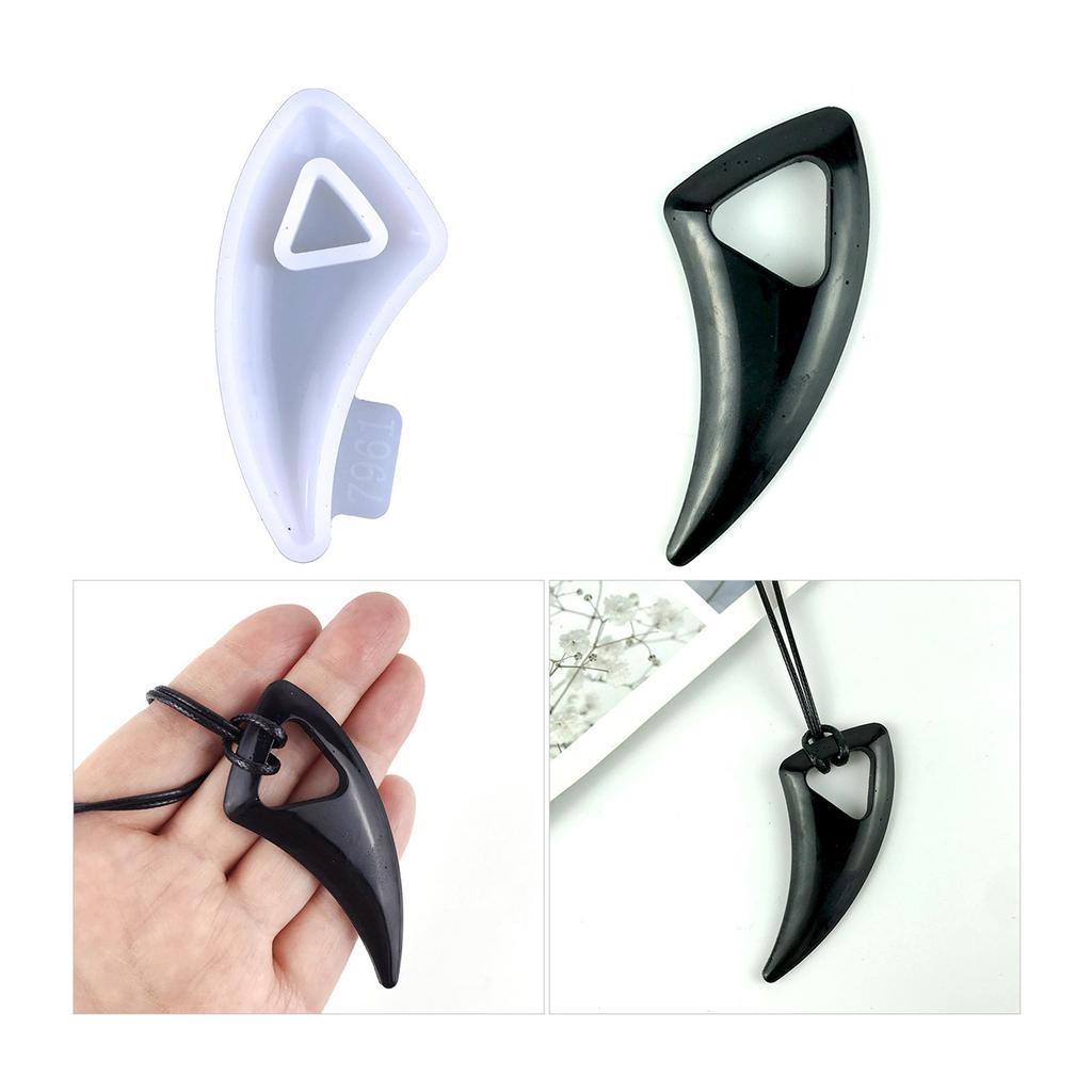 Silicone Pendant Resin Mold with Hanging Hole,DIY Jewelry Casting Mold Wolf Tooth Necklace Silicone Mold for DIY Crafts