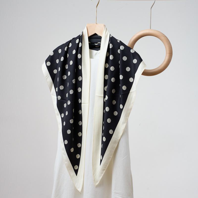 Women Versatile Polka Dot Print Imitated Silk Neck Scarf For Sun Protection Decoration